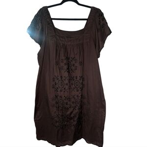Massimo Brown Embroidered Dress